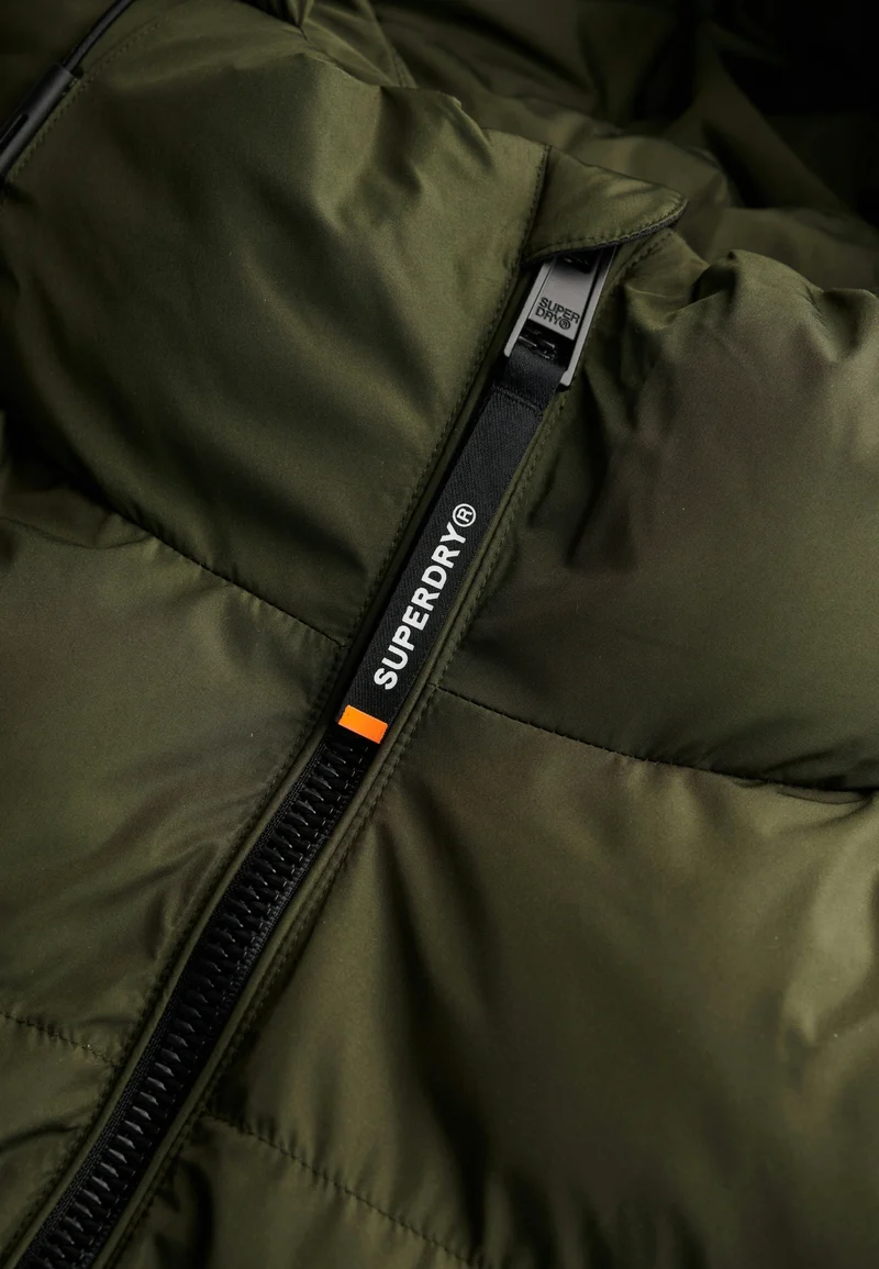 HOODED SPORTS PUFFER JACKET, Army Khaki/Army Khaki