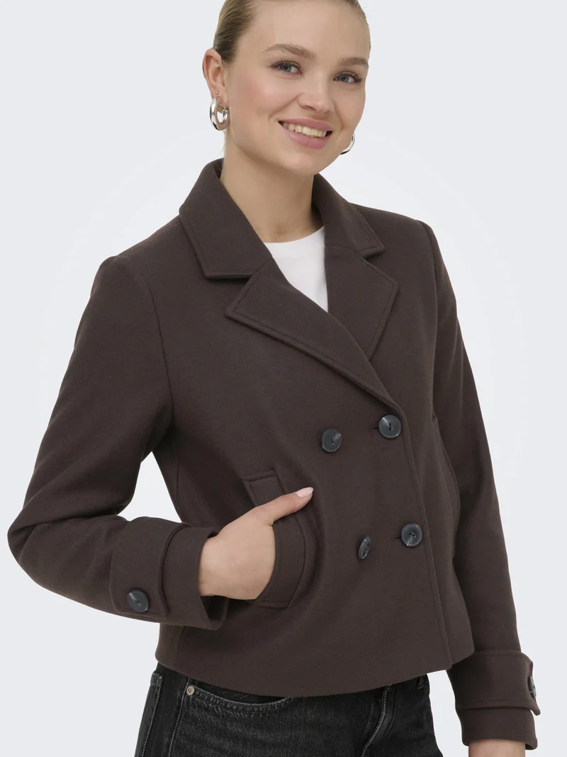 ONLFREJA SHORT DB JACKET OTW NOOS, Hot Fudge/MELANGE