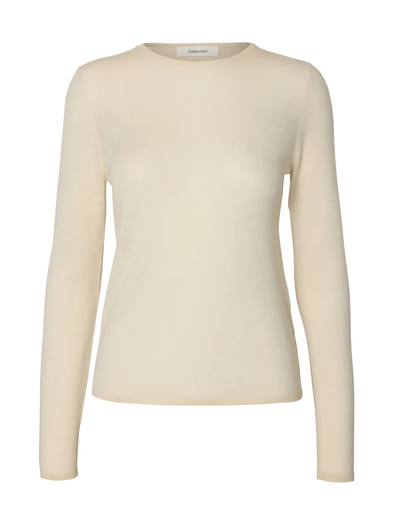 SLWVENDY LS KNIT WOOL O-NECK NOOS, Birch