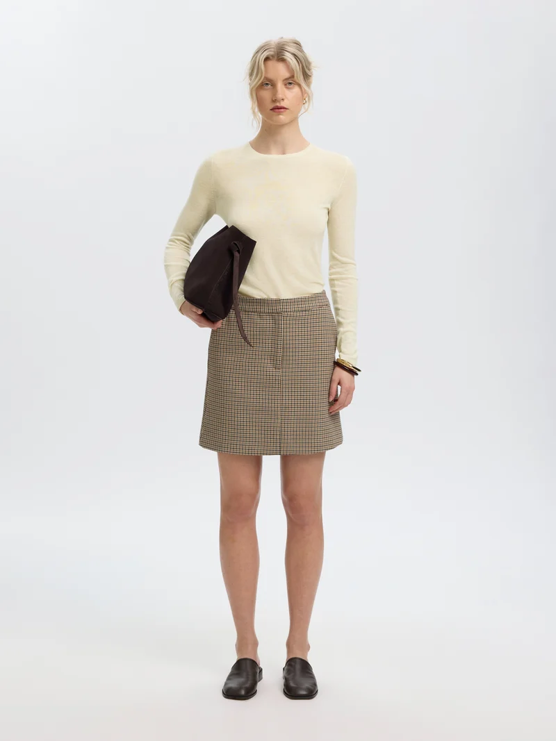 SLWVENDY LS KNIT WOOL O-NECK NOOS, Birch