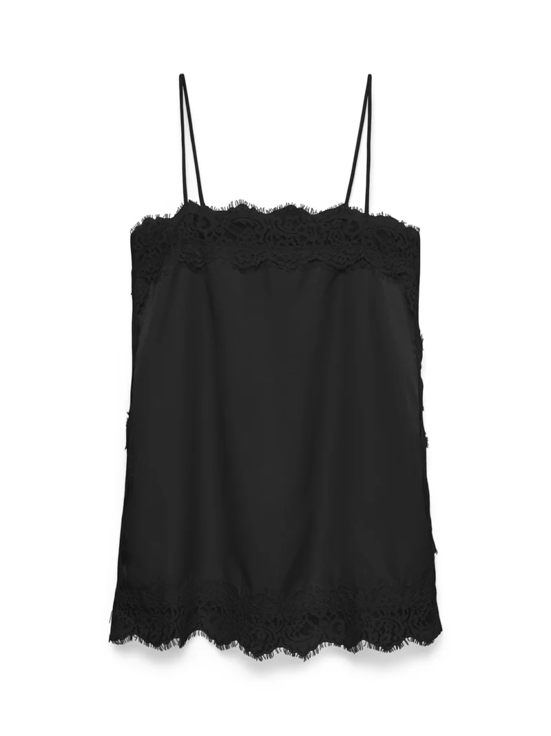 VMCHARM LACE SINGLET WVN BOO, Black