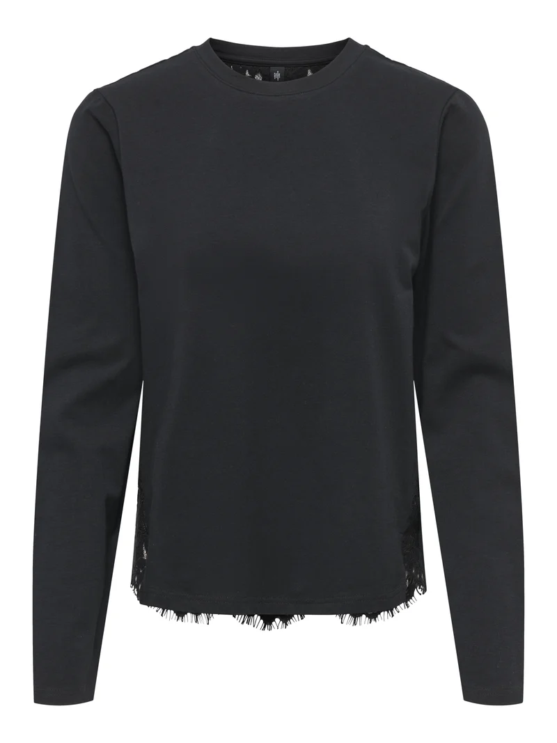 ONLLANIA L/S LACE TOP CS JRS, Black