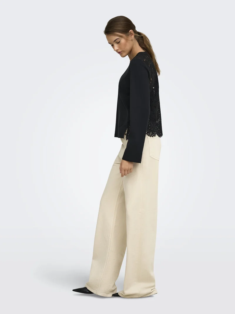 ONLLANIA L/S LACE TOP CS JRS, Black