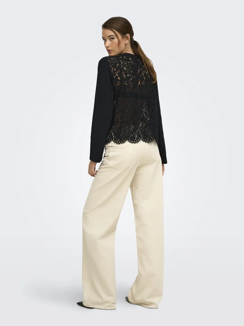 ONLLANIA L/S LACE TOP CS JRS, Black