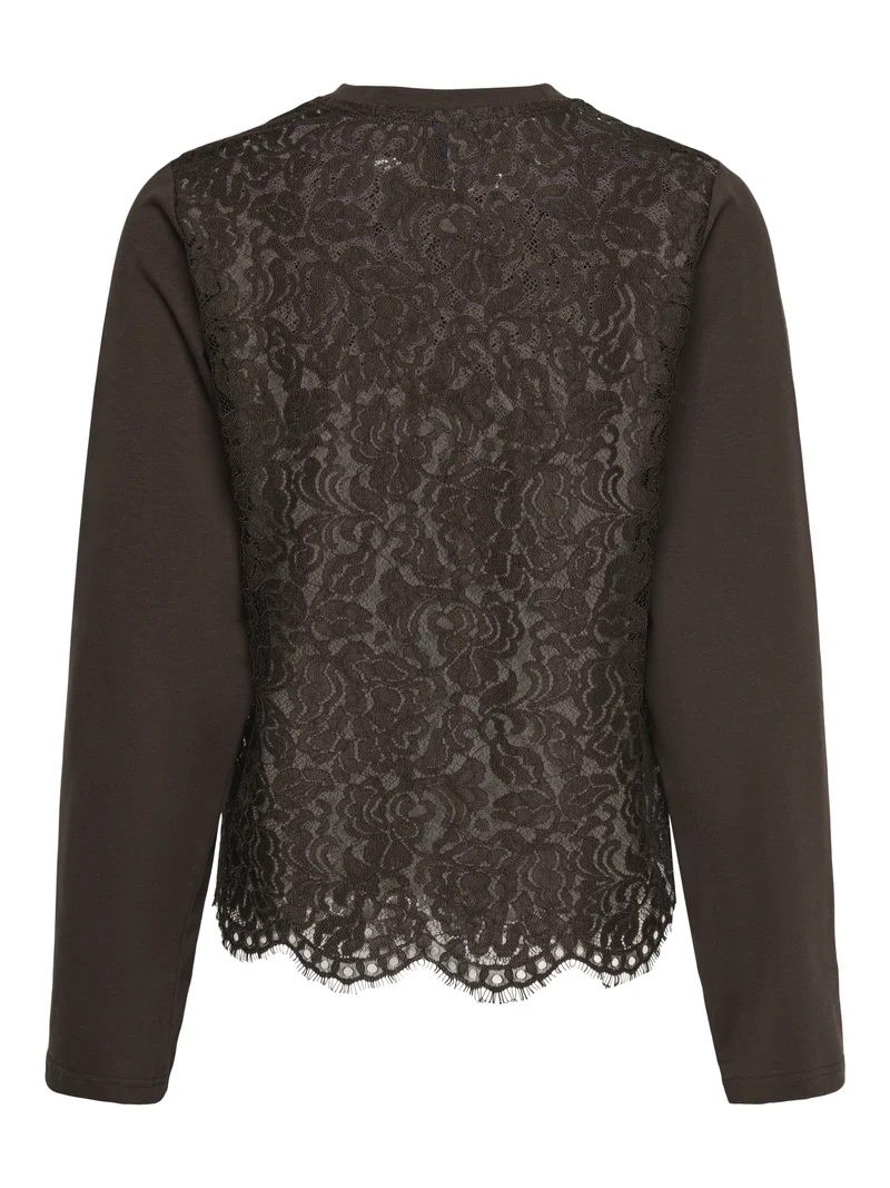ONLLANIA L/S LACE TOP CS JRS, Coffee Bean