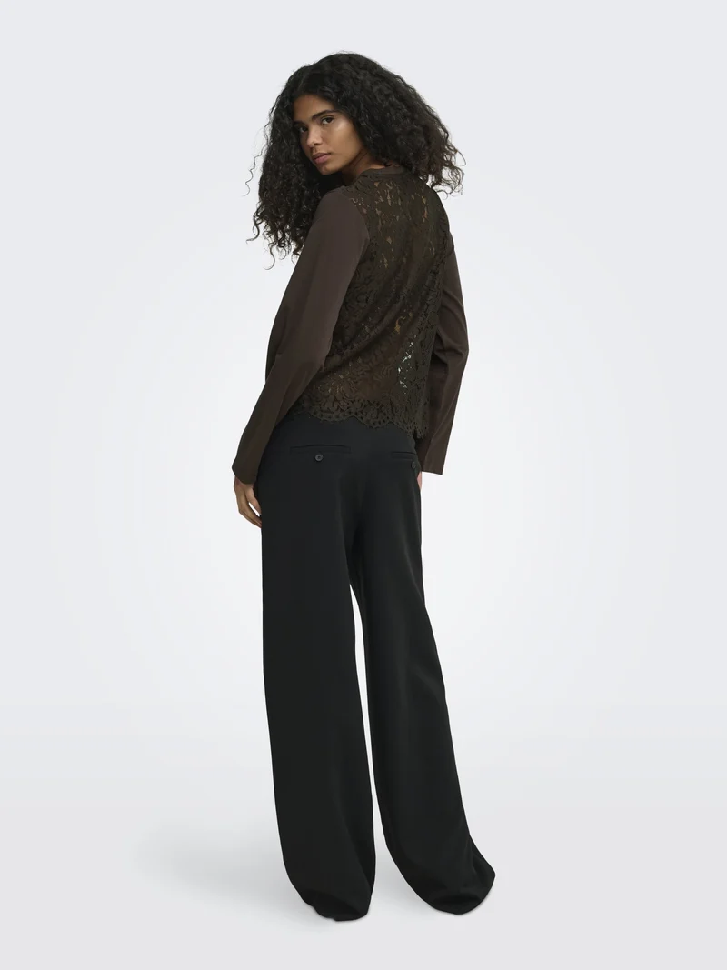 ONLLANIA L/S LACE TOP CS JRS, Coffee Bean