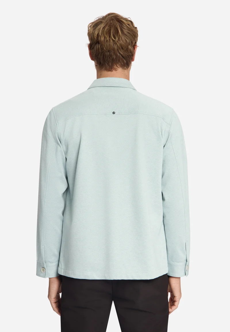 Overshirt Full Button Melange Twill Effect, Dusty Blue