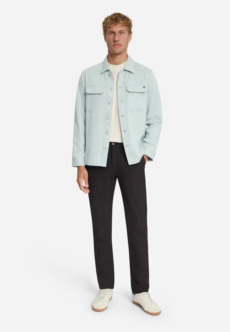 Overshirt Full Button Melange Twill Effect, Dusty Blue