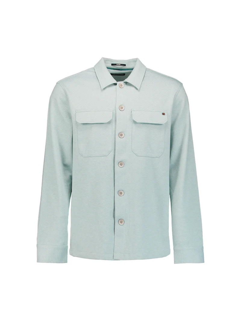 Overshirt Full Button Melange Twill Effect, Dusty Blue