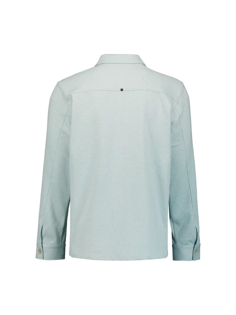 Overshirt Full Button Melange Twill Effect, Dusty Blue