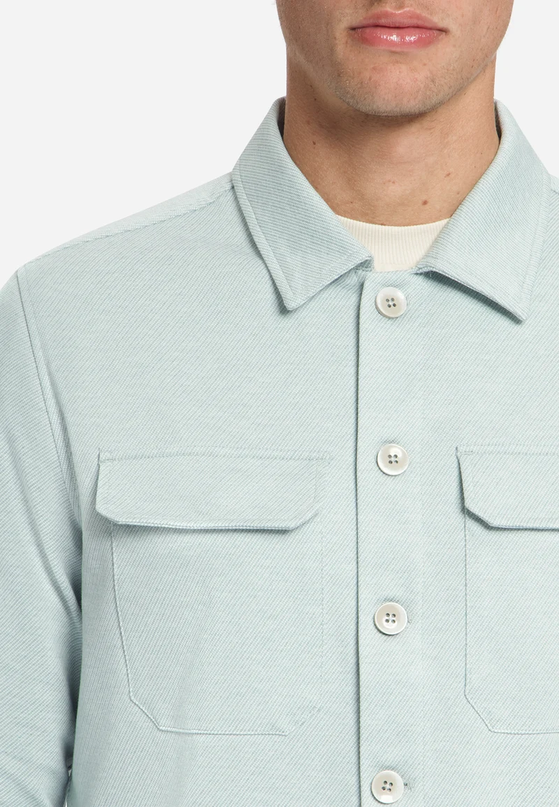 Overshirt Full Button Melange Twill Effect, Dusty Blue