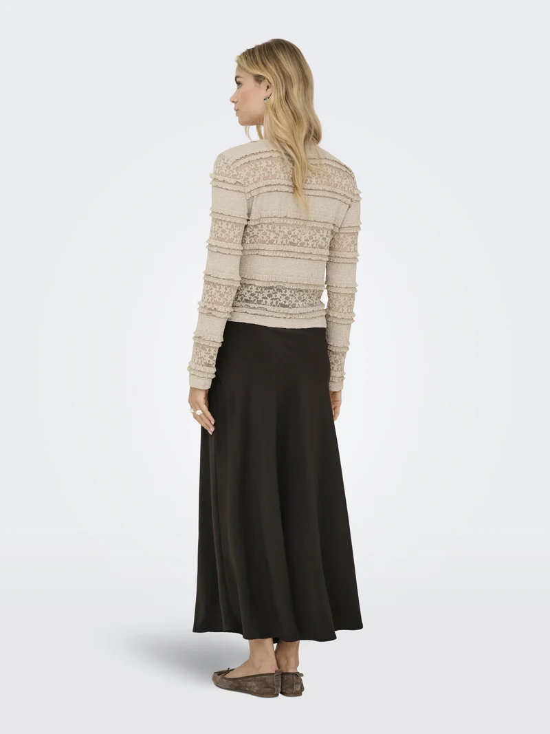 JDYSARAH L/S LACE TOP JRS NOOS, Humus