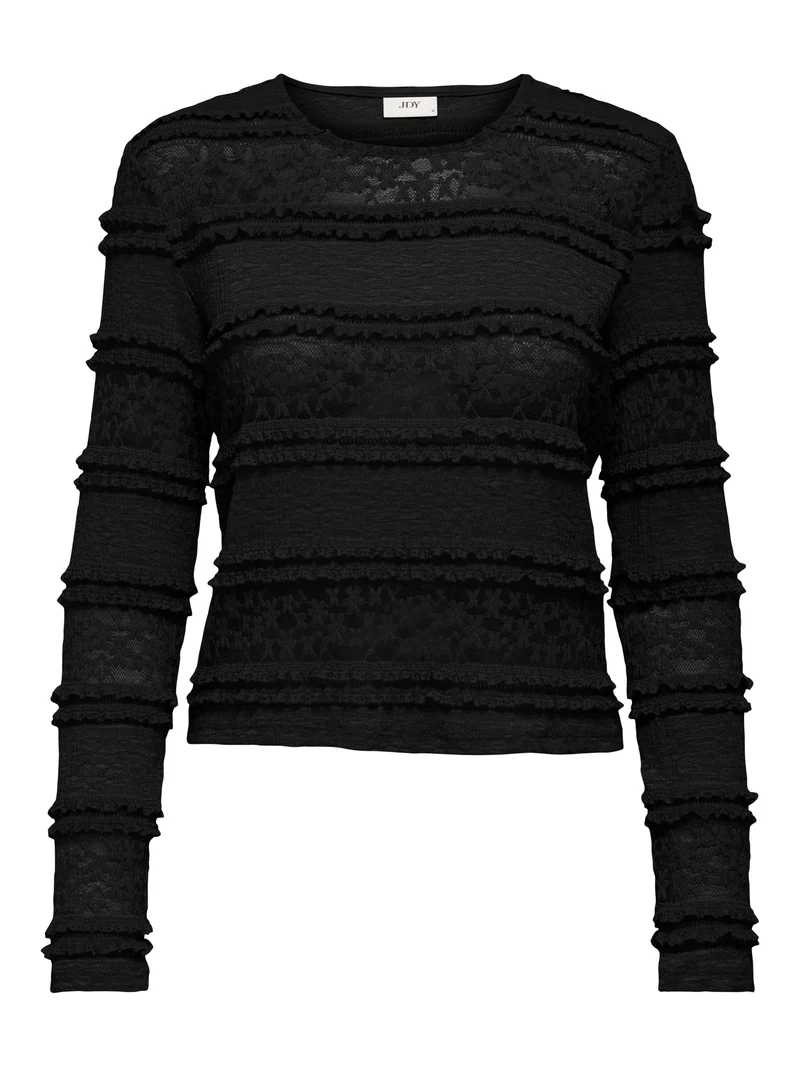 JDYSARAH L/S LACE TOP JRS NOOS, Black
