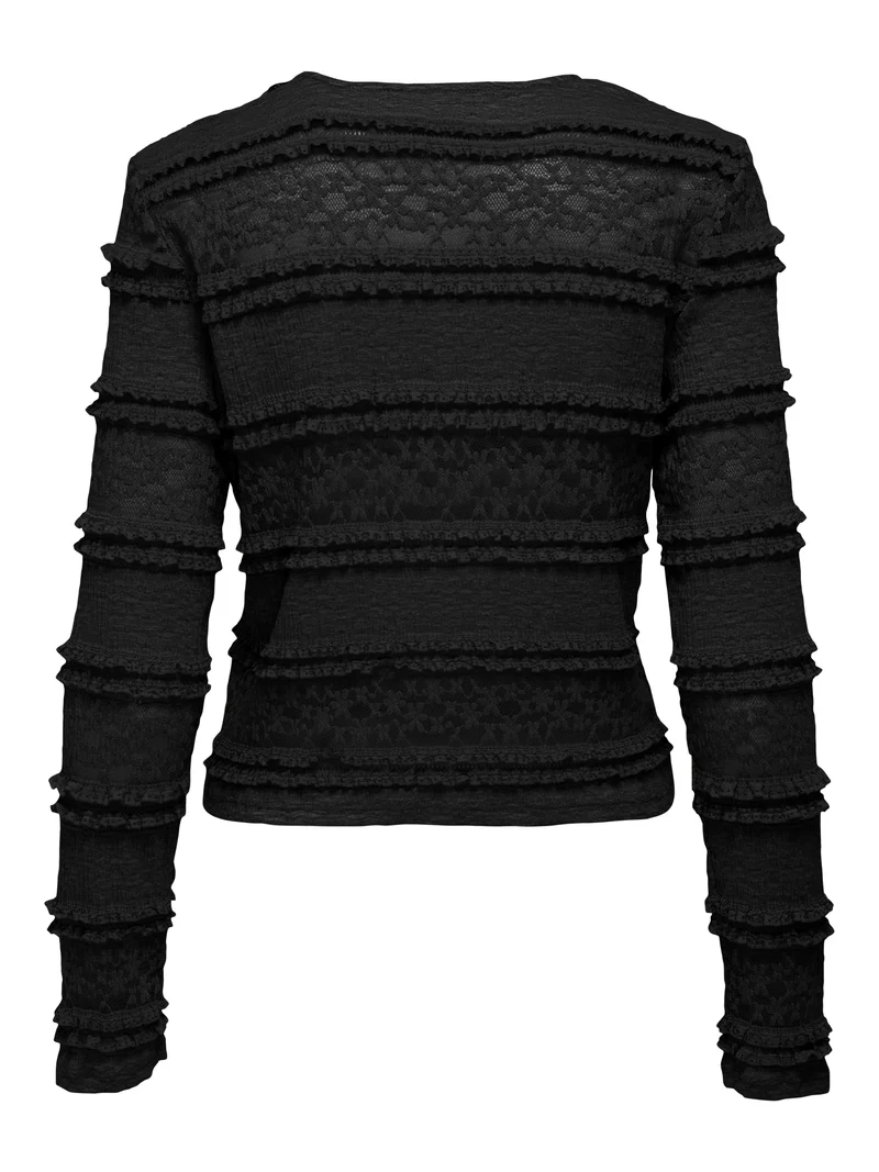 JDYSARAH L/S LACE TOP JRS NOOS, Black