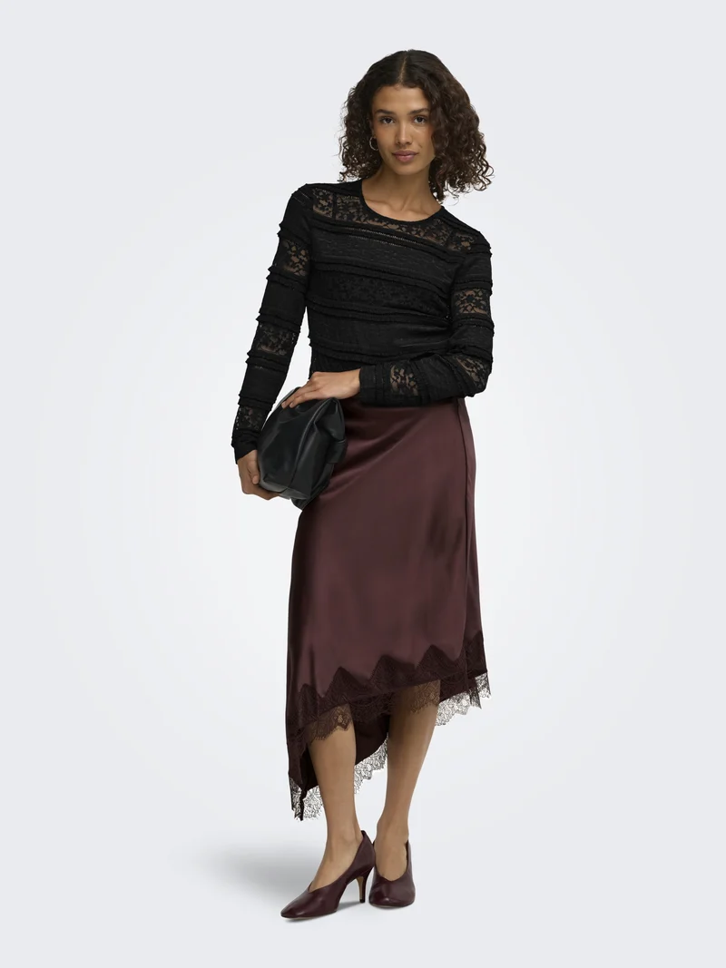 JDYSARAH L/S LACE TOP JRS NOOS, Black