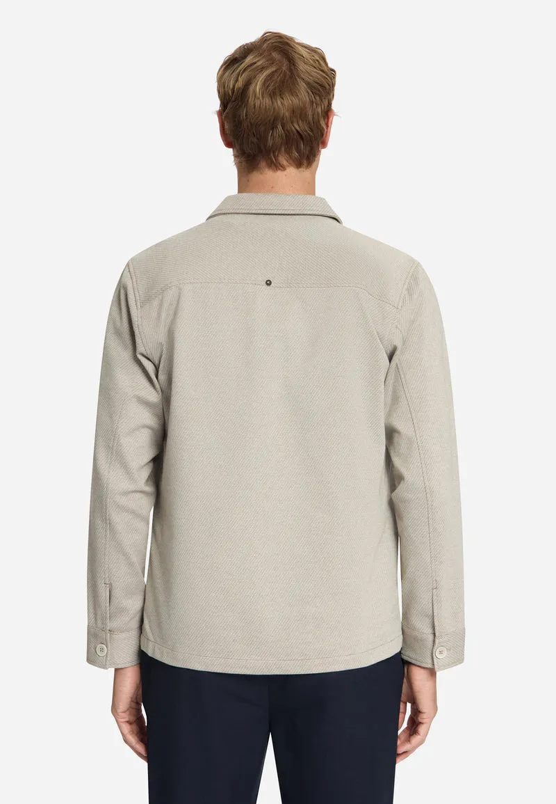 Overshirt Full Button Melange Twill Effect, Light Brown