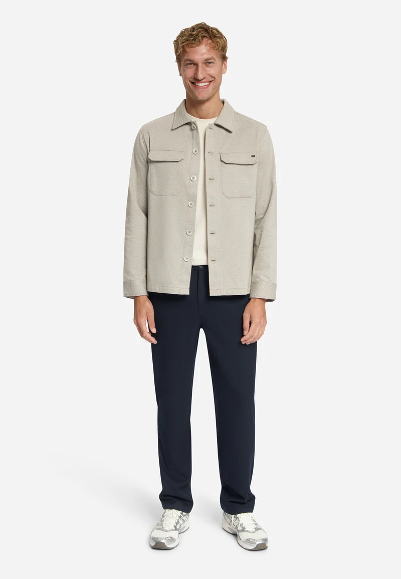 Overshirt Full Button Melange Twill Effect, Light Brown