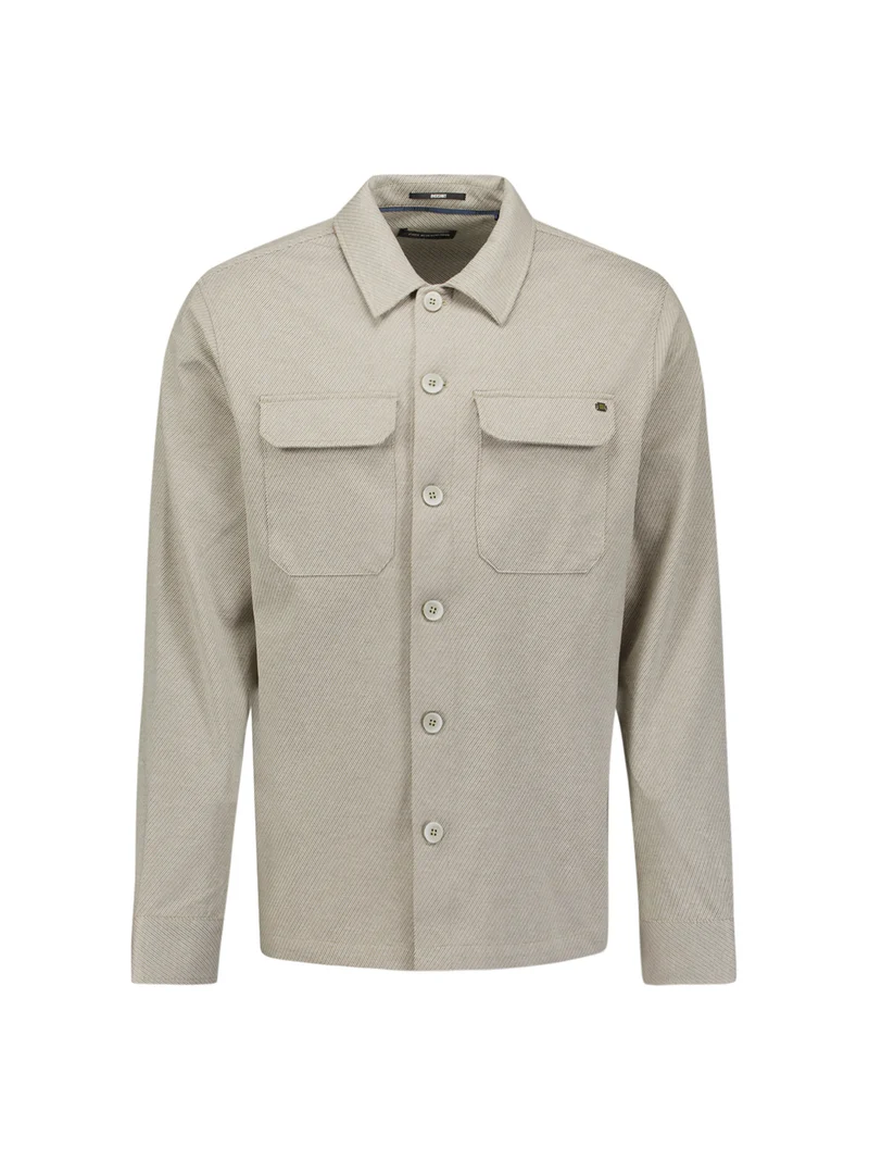 Overshirt Full Button Melange Twill Effect, Light Brown
