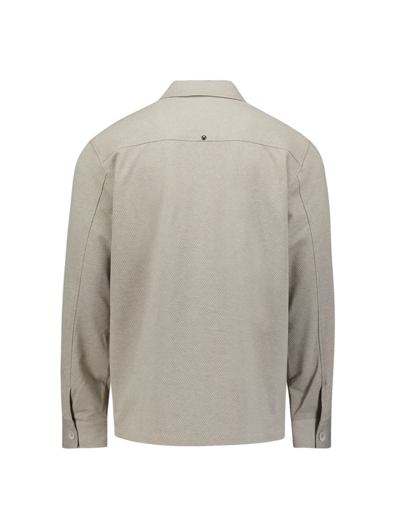 Overshirt Full Button Melange Twill Effect, Light Brown