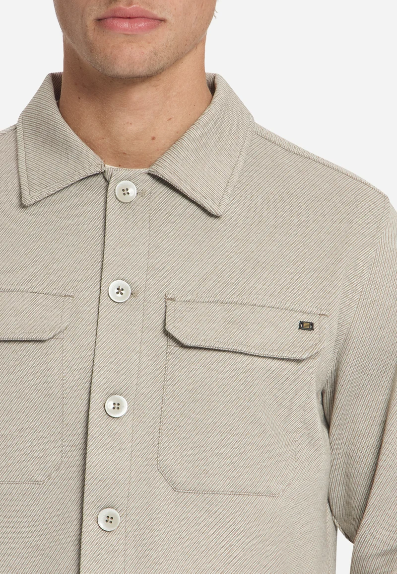 Overshirt Full Button Melange Twill Effect, Light Brown