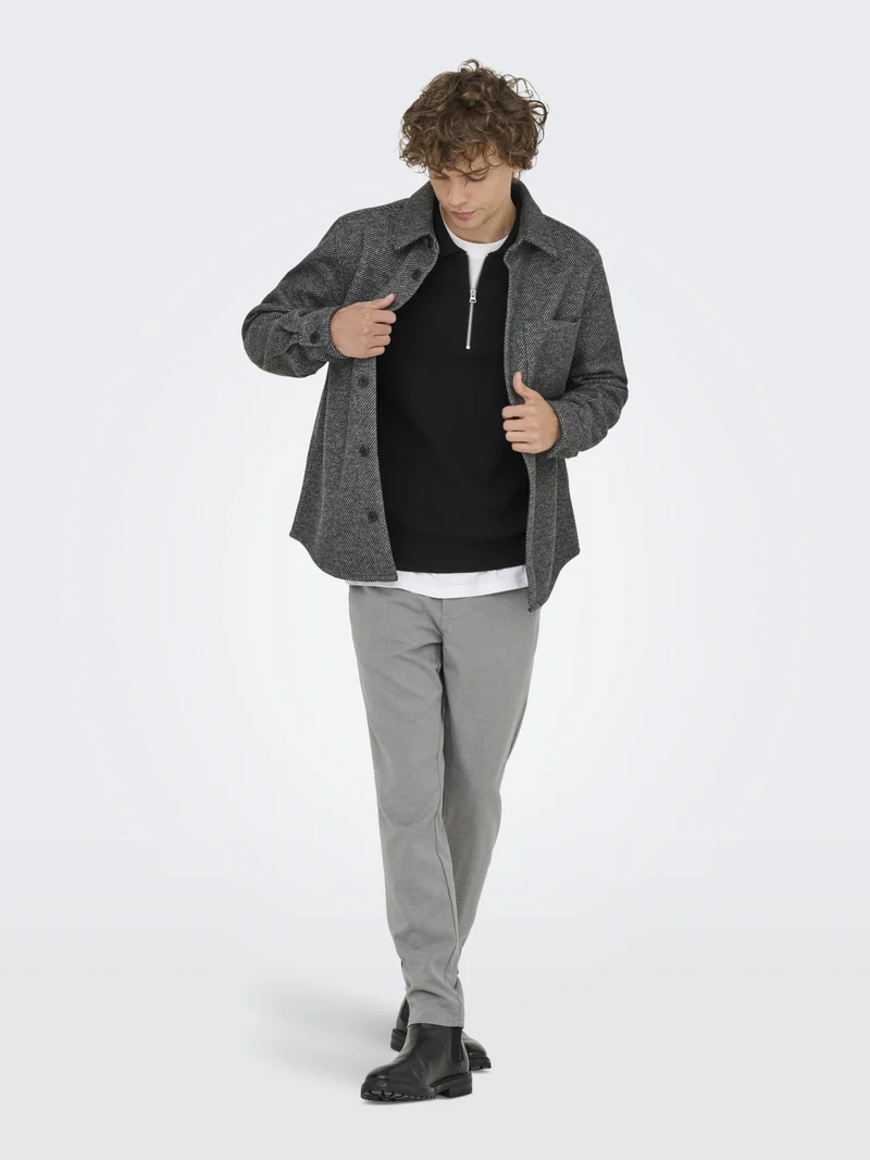 ONSPHIL REG 12 HALF ZIP POLO KNIT, Black
