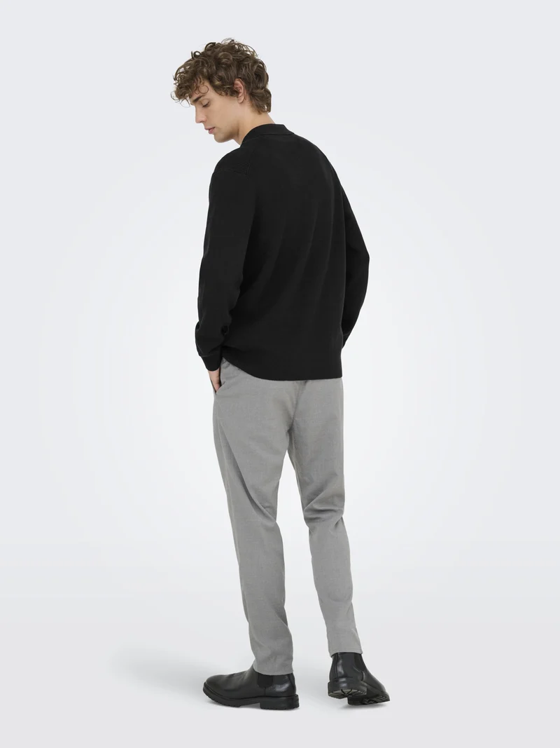 ONSPHIL REG 12 HALF ZIP POLO KNIT, Black