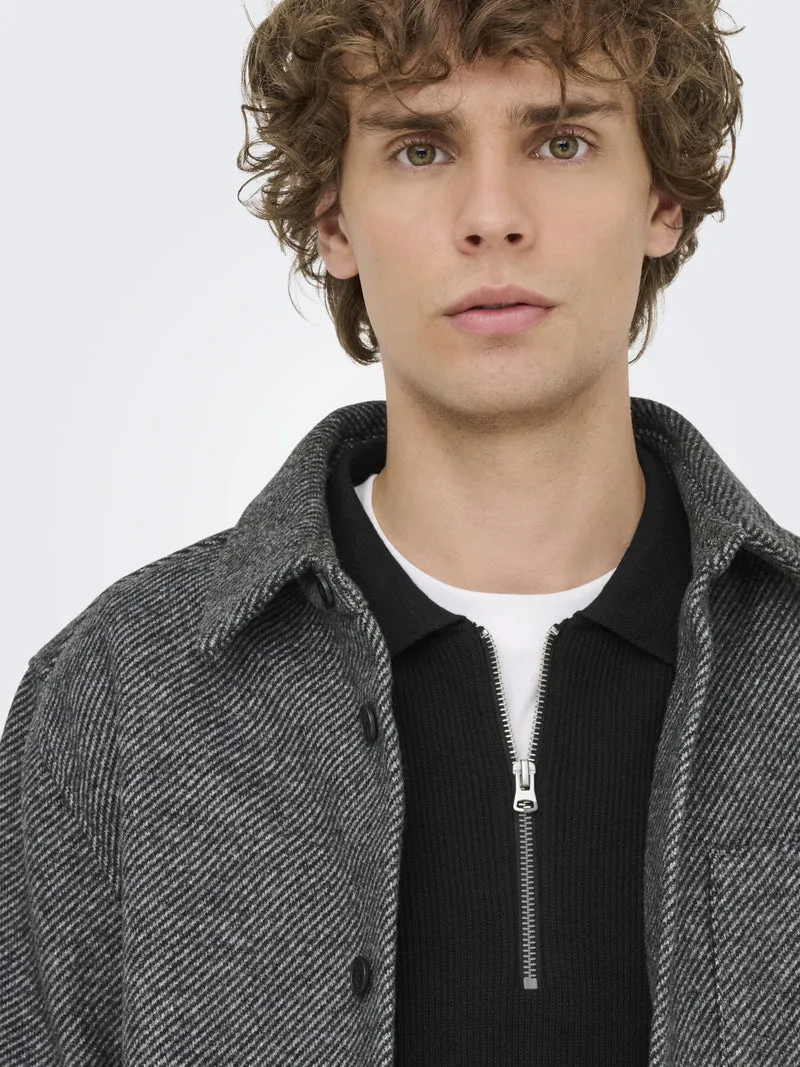 ONSPHIL REG 12 HALF ZIP POLO KNIT, Black