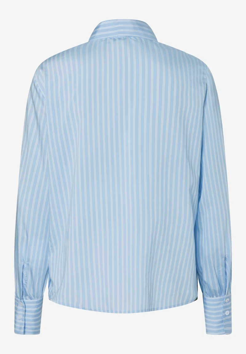 Striped Pussycat Bow Blouse, fresh skyblue white woven blouse st