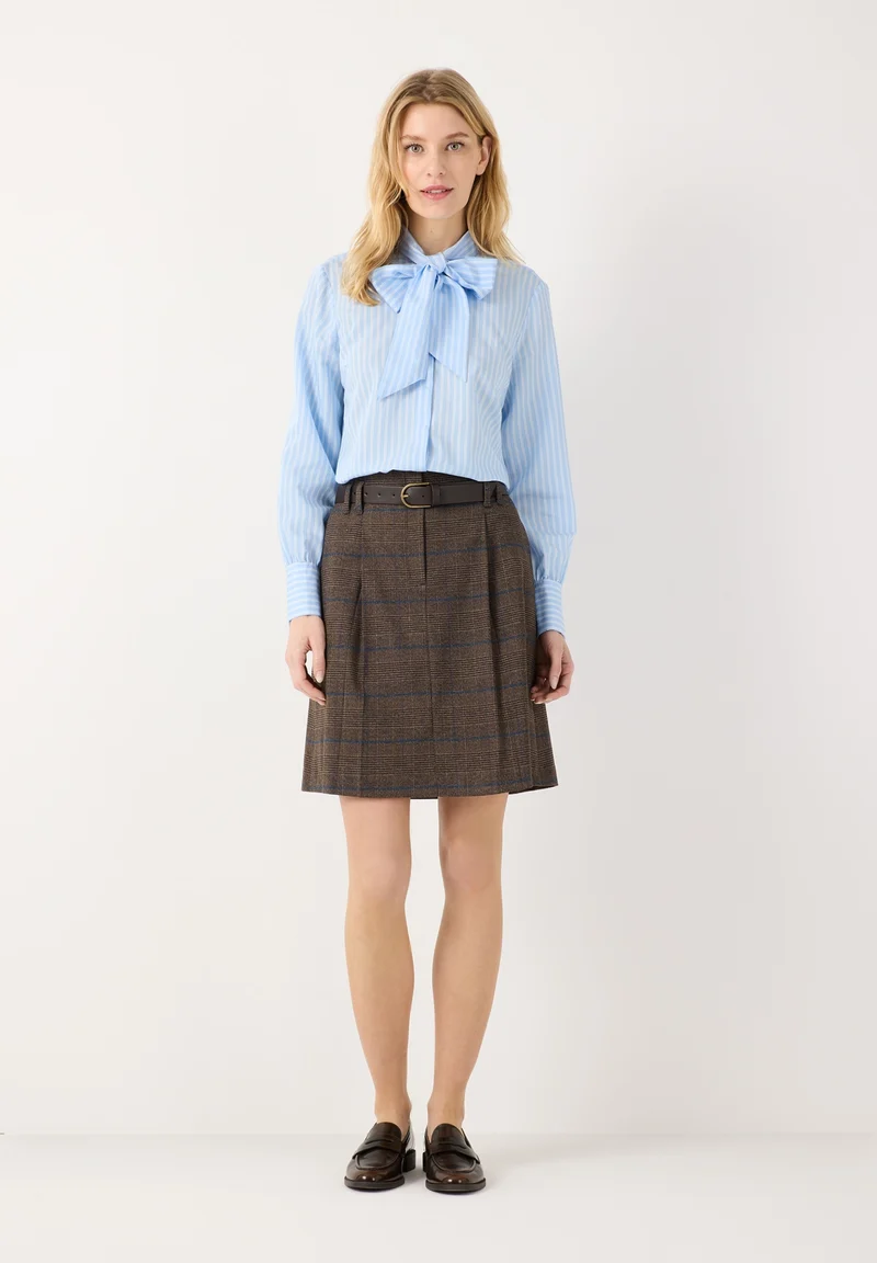 Striped Pussycat Bow Blouse, fresh skyblue white woven blouse st