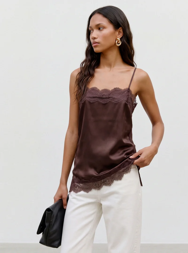VMCHARM LACE SINGLET WVN BOO, Chocolate Torte
