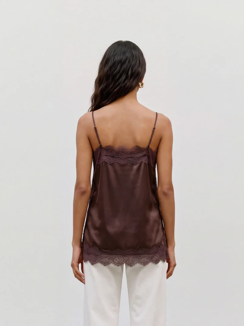 VMCHARM LACE SINGLET WVN BOO, Chocolate Torte