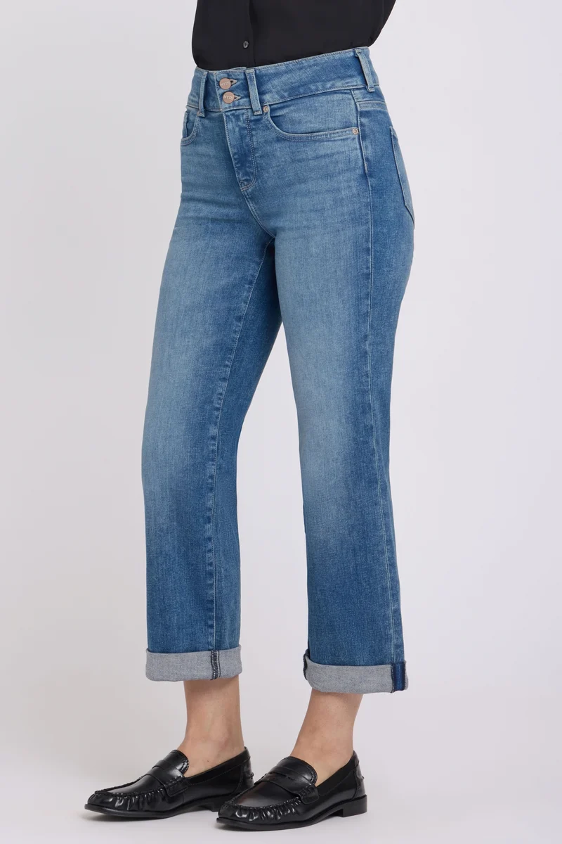 Bailey Relaxed Straight Crop Jeans in Re-New Denim mit High Rise | Breezy Palms