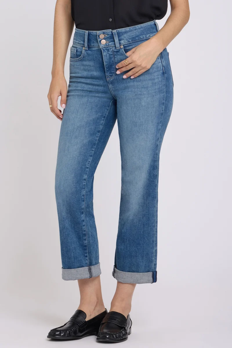 Bailey Relaxed Straight Crop Jeans in Re-New Denim mit High Rise | Breezy Palms