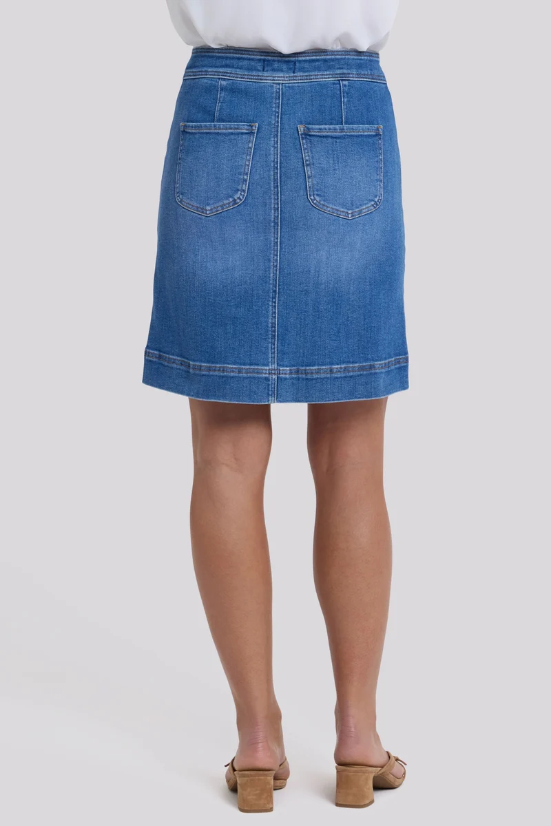High Rise A-Line Utility Denim Skirt | Blue Paradise