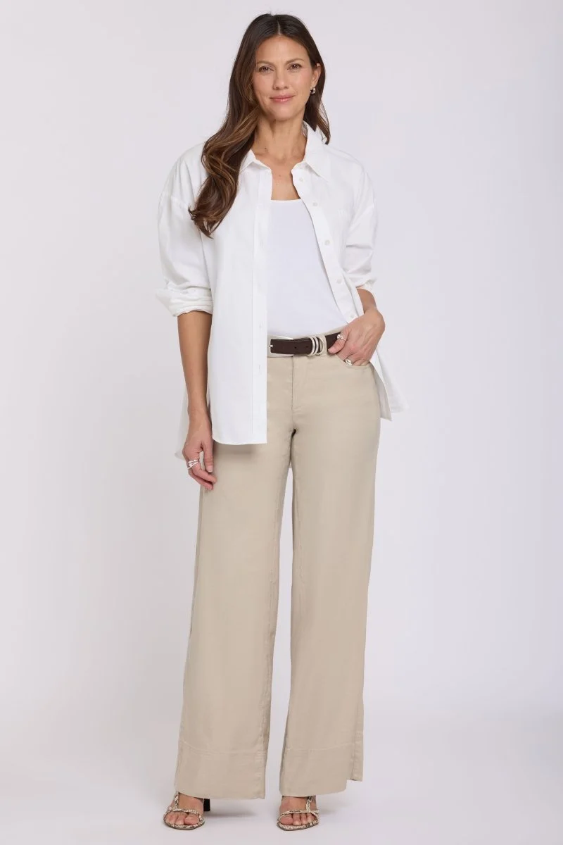5 Pocket Wide Leg Trouser in Stretch Linen mit Super High Rise | Feather