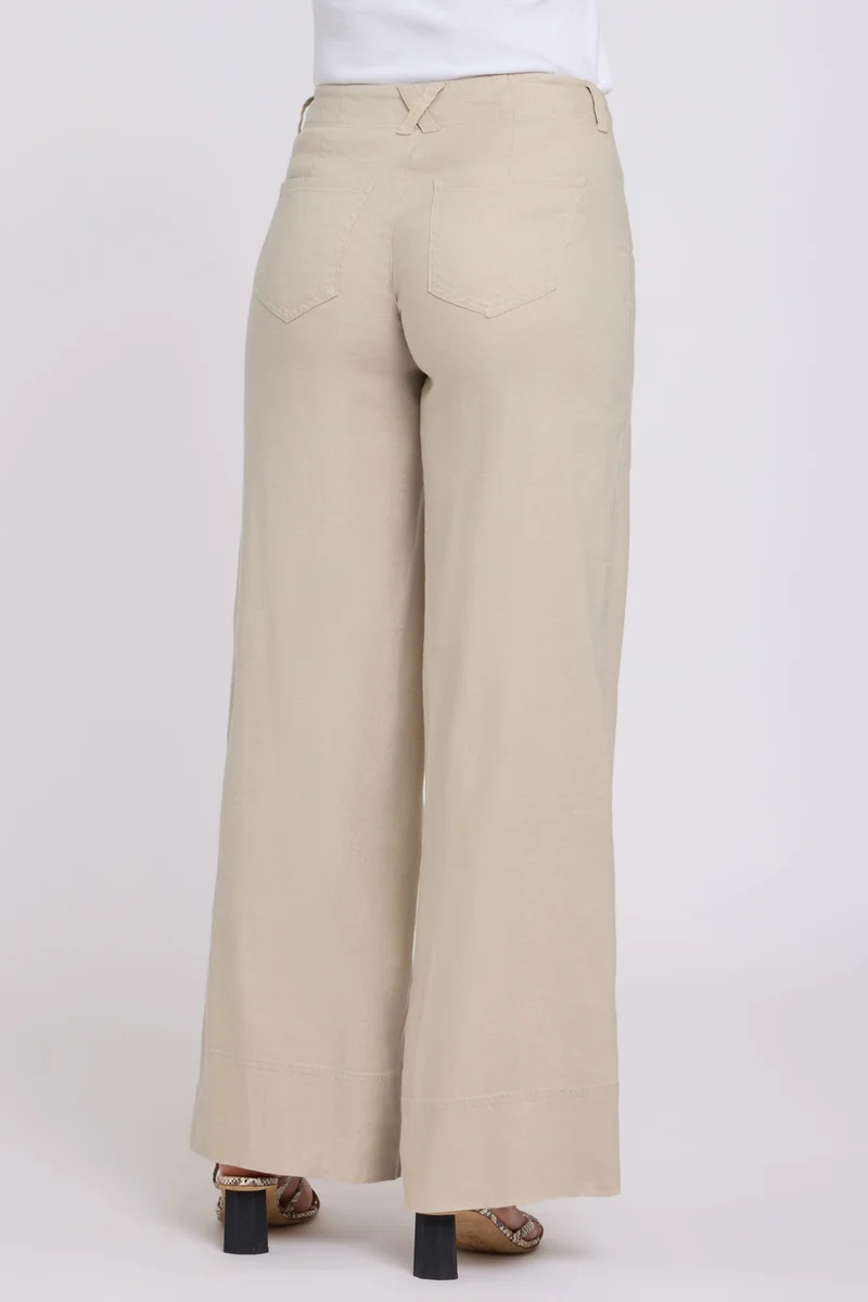 5 Pocket Wide Leg Trouser in Stretch Linen mit Super High Rise | Feather