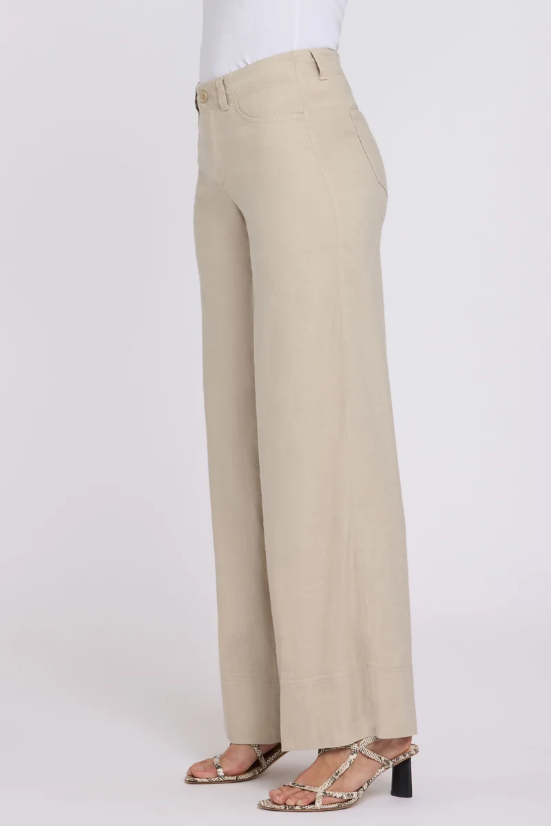 5 Pocket Wide Leg Trouser in Stretch Linen mit Super High Rise | Feather