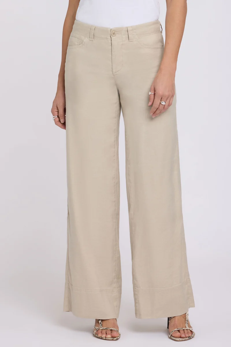 5 Pocket Wide Leg Trouser in Stretch Linen mit Super High Rise | Feather