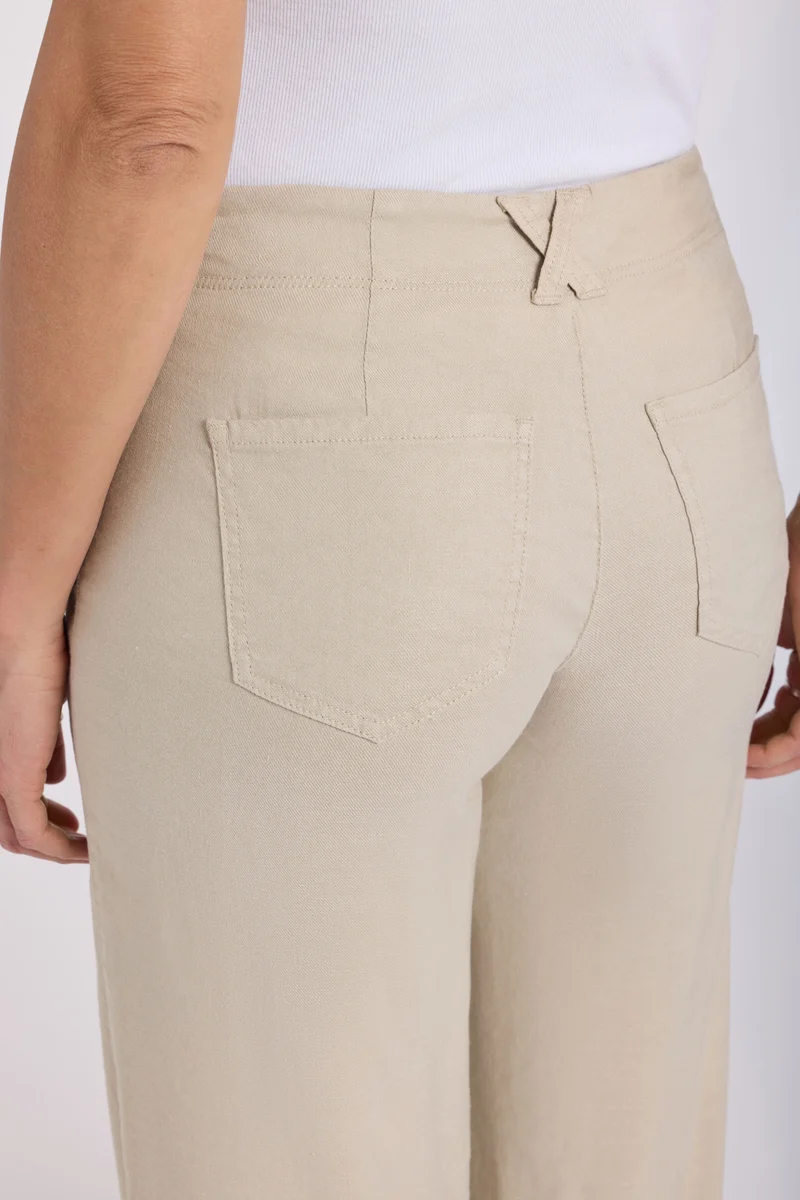 5 Pocket Wide Leg Trouser in Stretch Linen mit Super High Rise | Feather