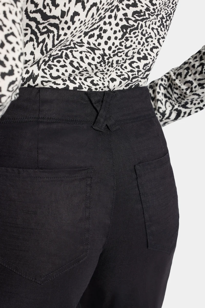 5 Pocket Wide Leg Trouser in Stretch Linen mit Super High Rise | Black