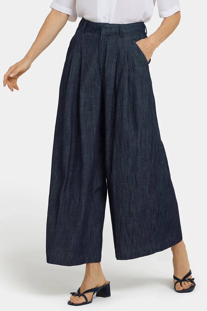 Giselle Wide Leg Ankle Trouser | Dark Indigo