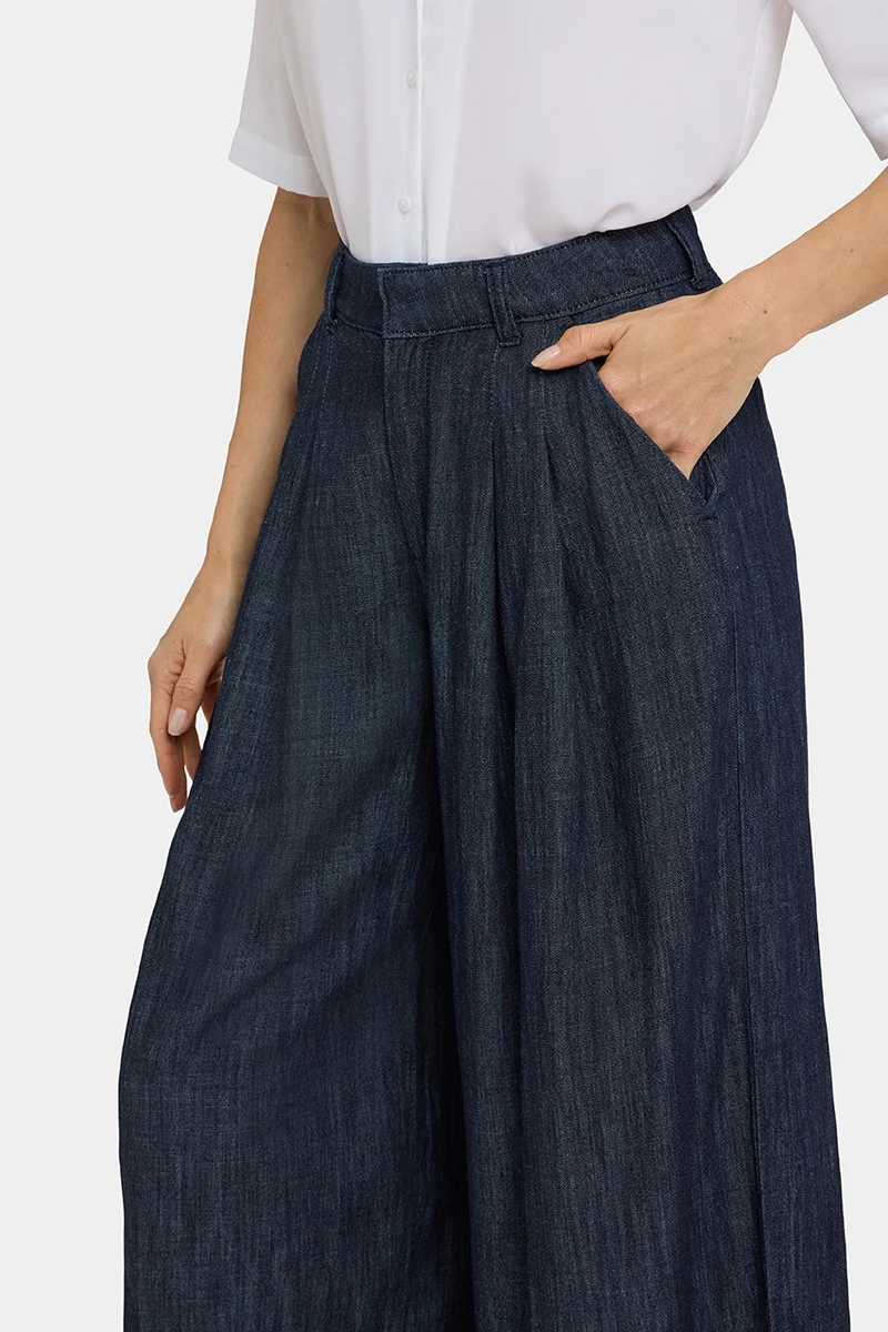 Giselle Wide Leg Ankle Trouser | Dark Indigo