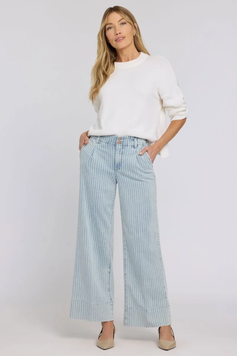 Simone Wide Leg Jeans mit High Rise | Azure Stripe