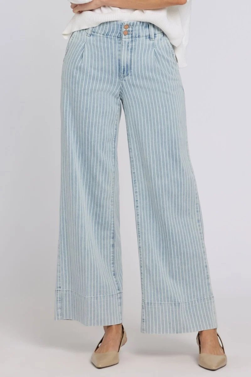 Simone Wide Leg Jeans mit High Rise | Azure Stripe
