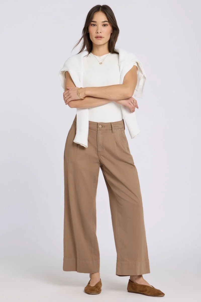 Teresa Wide Leg Ankle Jeans mit High Rise | Toasted Coconut