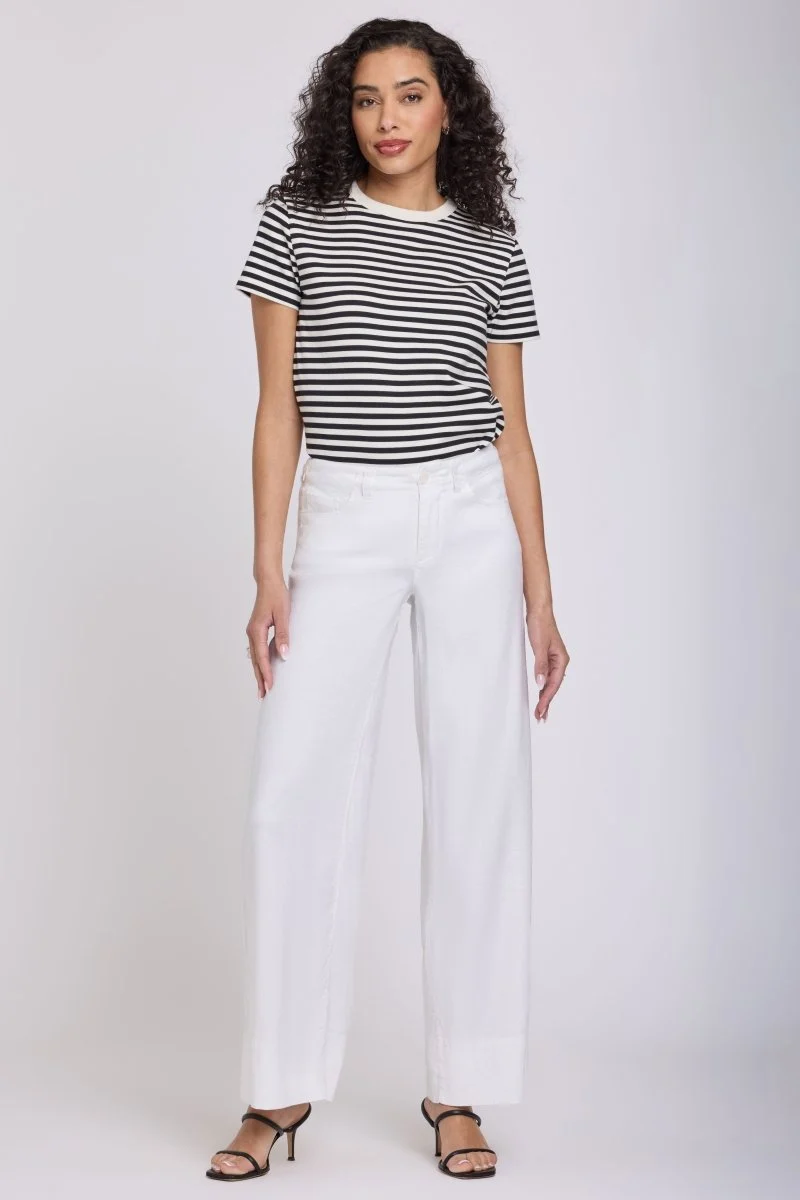 5 Pocket Wide Leg Trouser in Stretch Linen mit Super High Rise | Optic White