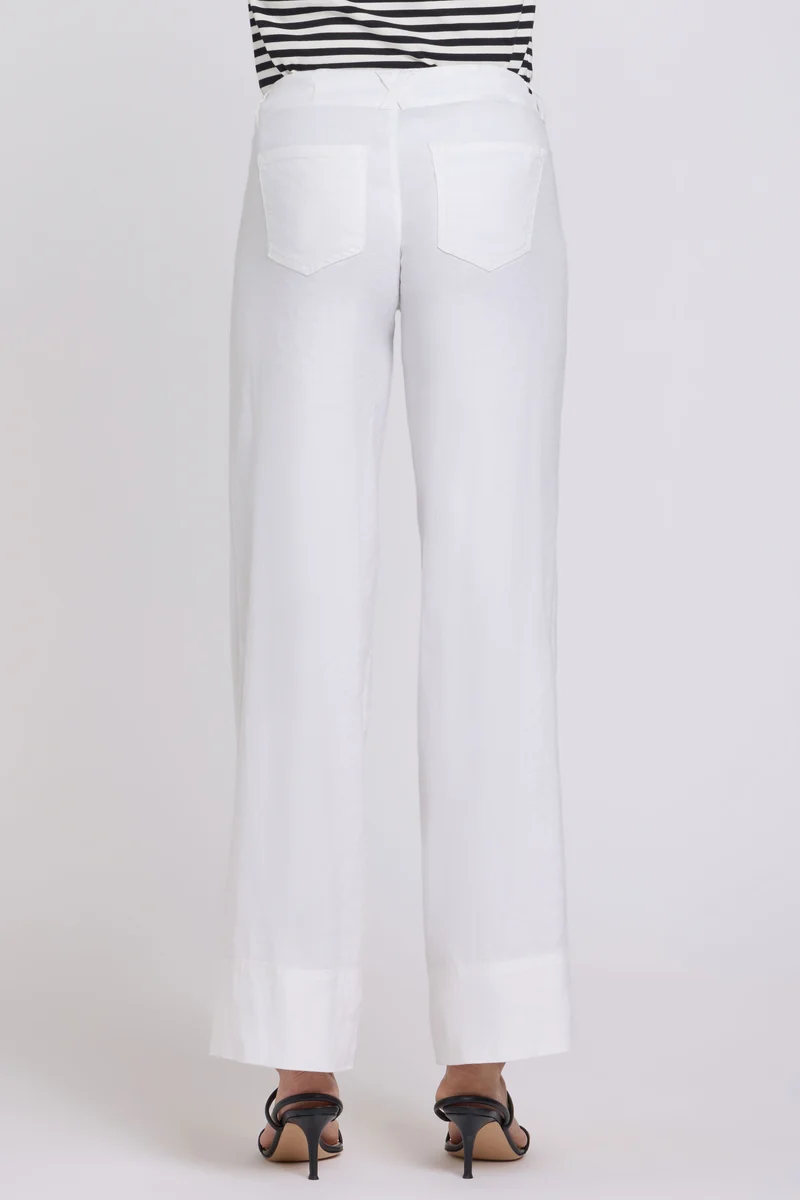 5 Pocket Wide Leg Trouser in Stretch Linen mit Super High Rise | Optic White