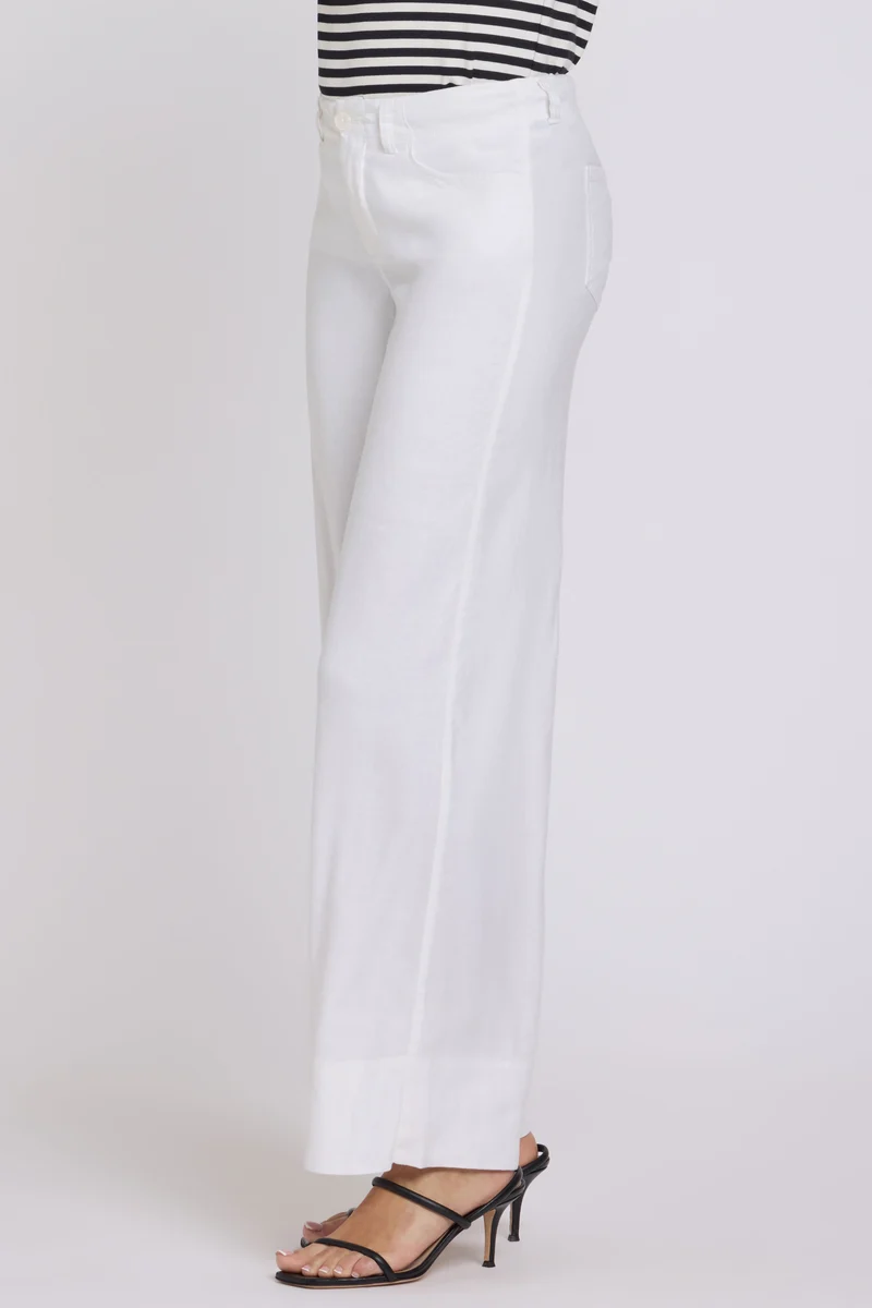 5 Pocket Wide Leg Trouser in Stretch Linen mit Super High Rise | Optic White