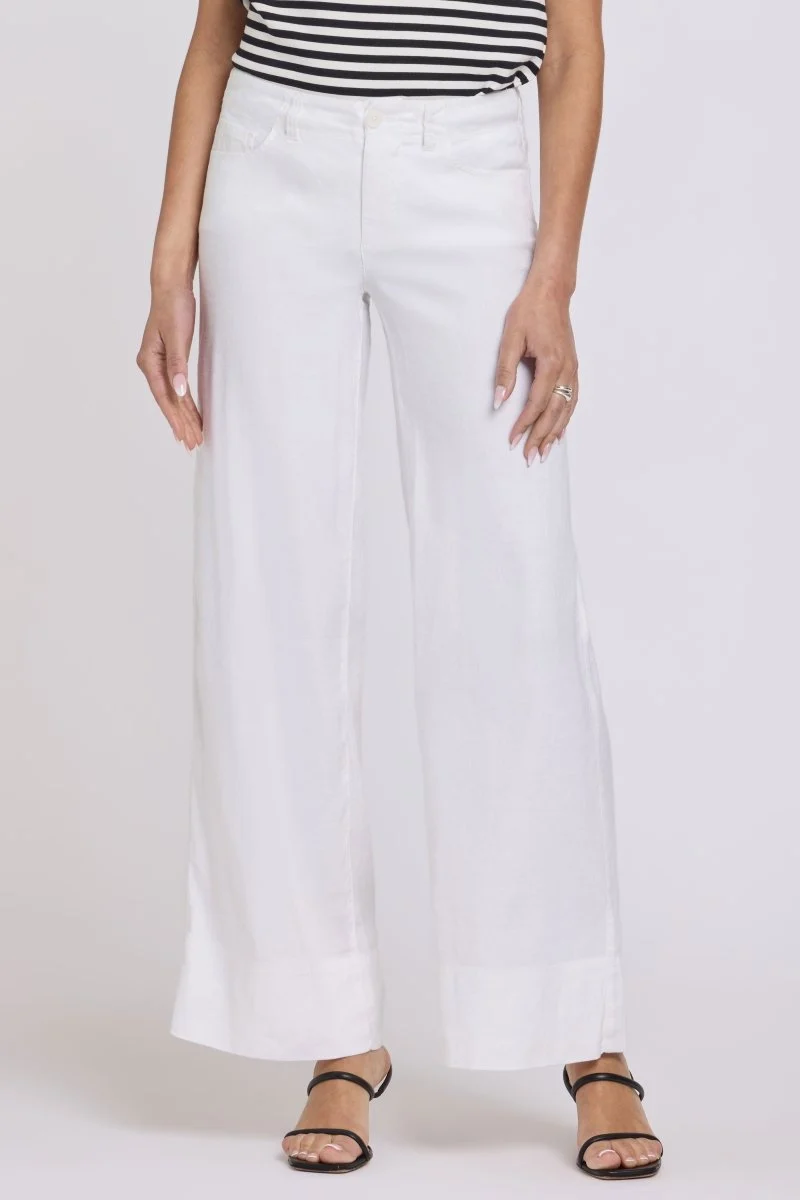 5 Pocket Wide Leg Trouser in Stretch Linen mit Super High Rise | Optic White