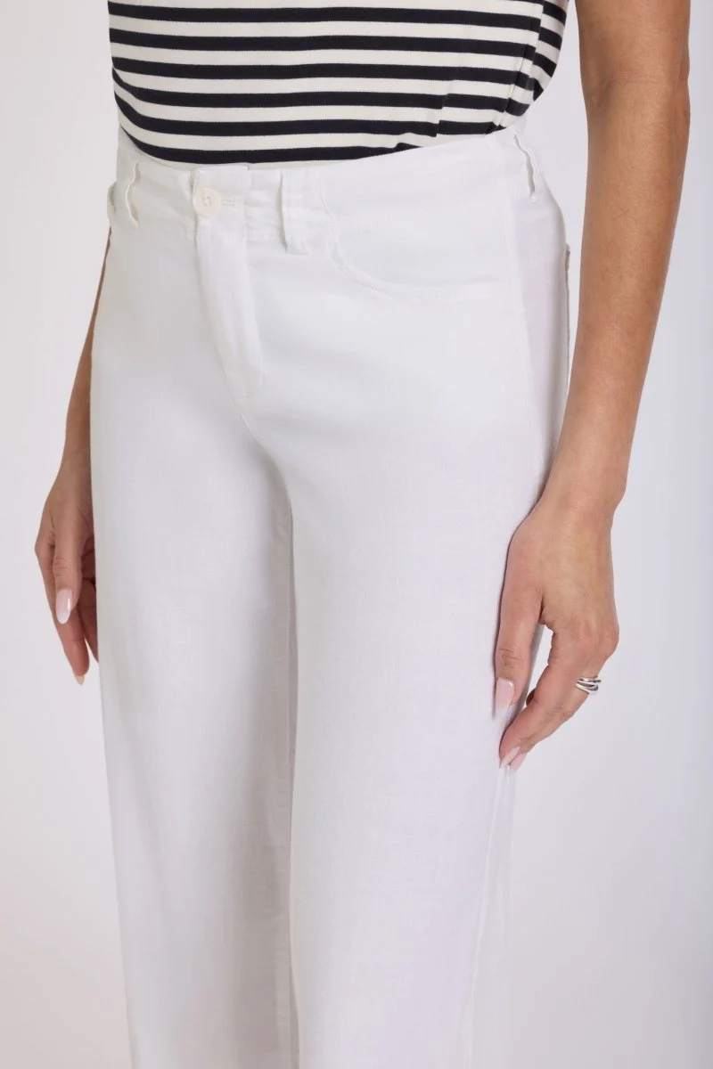 5 Pocket Wide Leg Trouser in Stretch Linen mit Super High Rise | Optic White